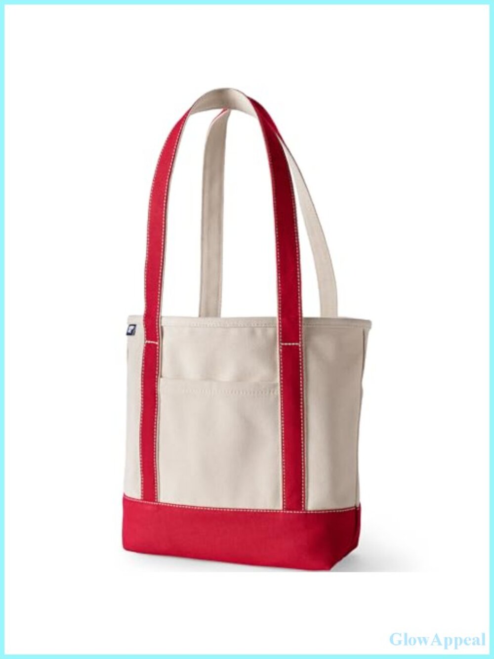 Lands' End Medium Long Handle Tote 100% Cotton Canvas 5 Pockets